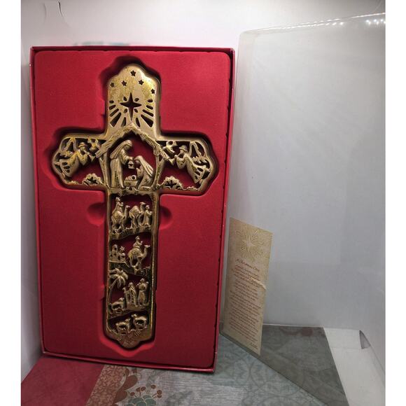 Christmas Cross Nativity Scene Dicksons Wall Hanging Resin 2003 - Picture 1 of 9